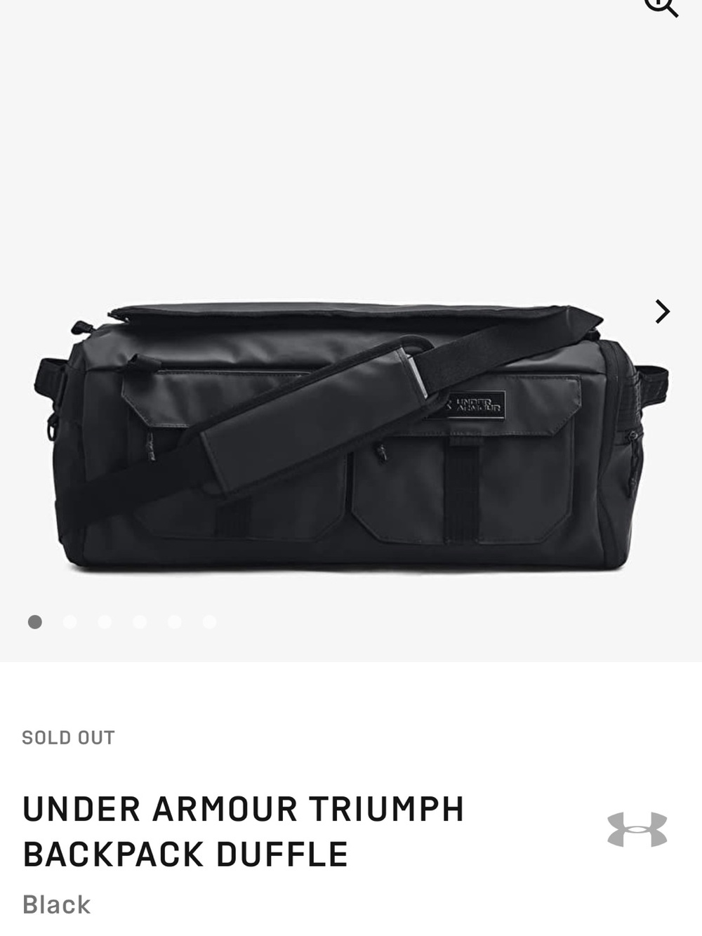 Under Armour Black Duffel Bag with Shoulder Strap